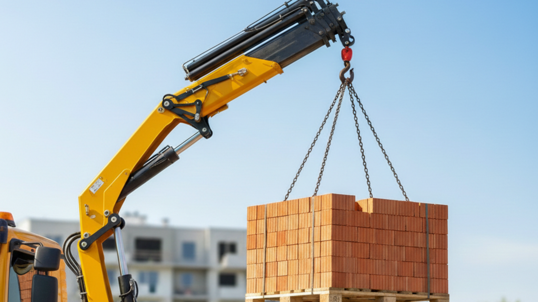 Żuraw przenośny HDS podnoszący cegły